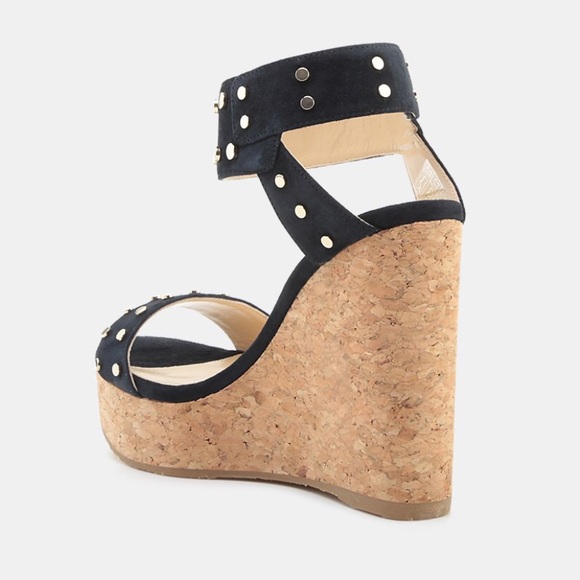 Jimmy Choo | Nelly Studded Wedge In Navy Size 6.5 - Picture 4 of 8